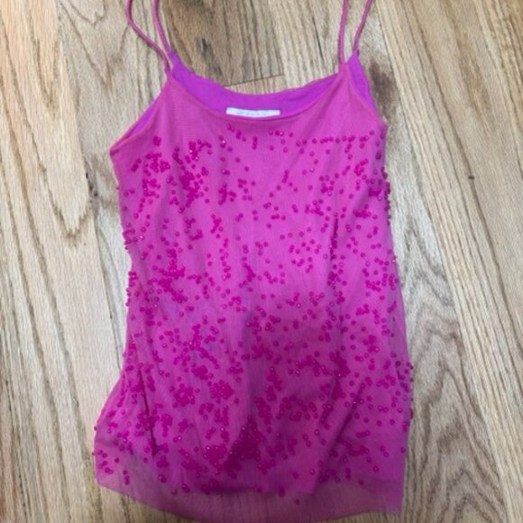 Pink mesh tank top with sequins - Picture 1 of 2